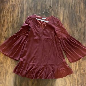 Maroon bell sleeve dress